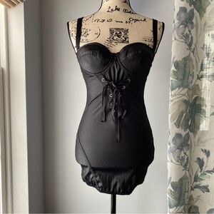 Y2K Leg Avenue Goth Lace-up Corset Mini Dress - Black - Size Small